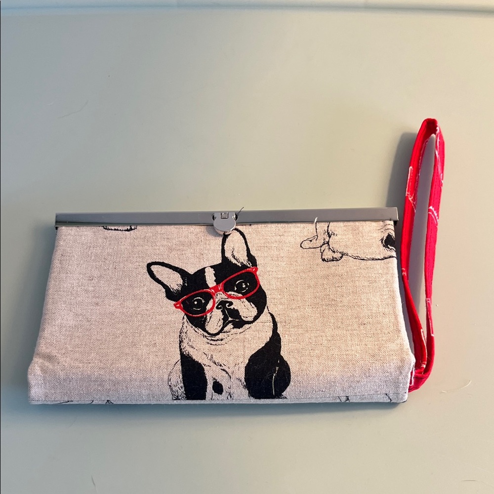 Fun Dog‎ Print Clutch with Red Accents